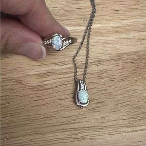 Elegant Opal Necklace and Ring Set